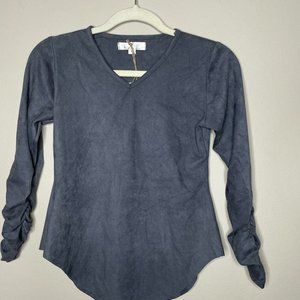 Peyton Bre grey suede long sleeve top NWT